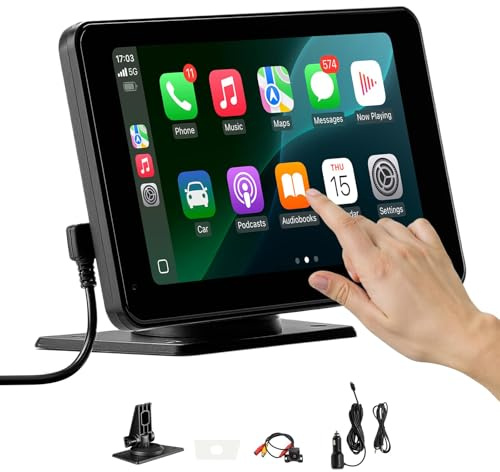 VEVOR Autoradio Portatile per Auto Senza Fili, Radio Portatile HD da 177,8 mm con Schermo Tattile per Apple CarPlay e Android Auto, con Telecamera di Retromarcia, Bluetooth, Navigazione GPS