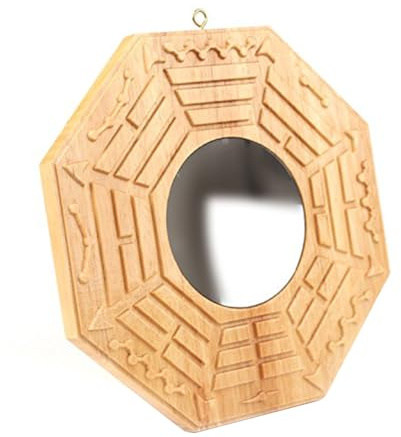 Specchio convesso da esterno, design tradizionale taoista ottagonale, concavo realizzato a mano per protezione e armonia, parete che attira la