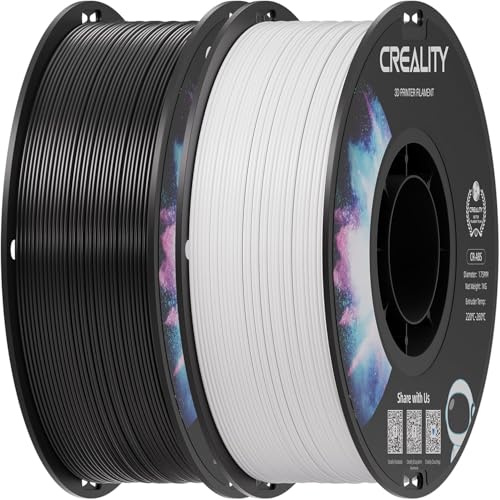 Creality ABS Filament 1,75 mm, 2 kg 3D-Drucker filament Bundle, Maßgenauigkeit ±0,03 mm, Hervorragende Beständigkeit, geruchlos & ungiftig, Stabil & Zäh, 2 Spulen - 1 kg (Schwarz+Weiß)