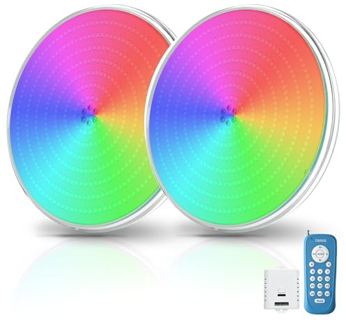 OSREE 35W Projecteur Piscine LED PAR56 Extra-Plat, Lampe de Piscine RGB Multicolore Dimmable 1400lm, Minuterie 2/4/6H, Étanche IP68 Remplie Résine Ampoule LED Piscines avec Télécommande, 12V AC