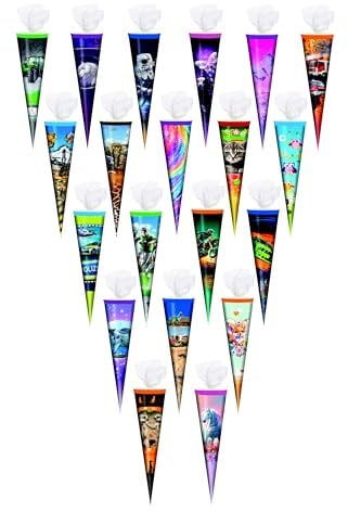Livepac-Office 20x Schultüte/Zuckertüte / 35cm / mit Tüllverschluß / 20 Motive