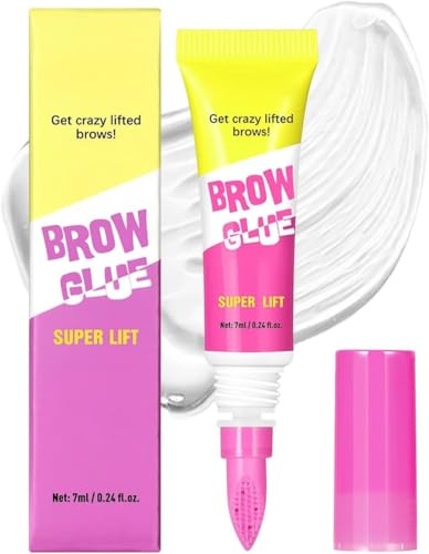 Eyebrow Gel Clear,Brow Glue Super Lift, Clear Waterproof Eyebrow Lamination Gel with Built-in Brush, Long-Lasting, Smudge-Proof & Clump-Free Travel-Friendly Tube