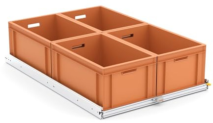 Tinobu Ausziehplattform Heckgarage 120x80 - breiter Heckauszug für Camper-Ausbau, 220-kg Schwerlastauszüge mit Lock-in/Out, Eurobox-Aufnahmerahmen, Einbau in Nische