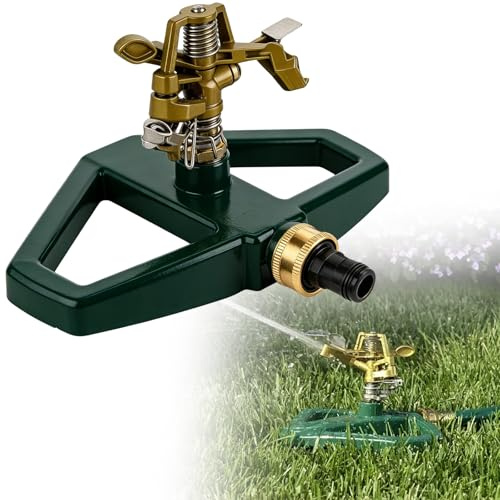 Arroseur à Impact pour Pelouse, Tête D'arrosage en Métal, Arroseur à Impact Robuste avec Base en Métal, Arroseur Circulaire Rotatif Automatique à 360° pour l'irrigation des Pelouses Jardins et Gazons