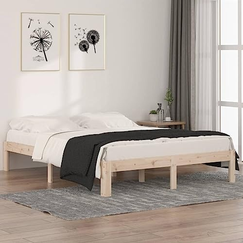 sephironlbb Massivholzbett 150x200 cm Kiefernholz, robuster Bettrahmen für Queen Size Matratzen, stabiles Holzbett für Schlafzimmer Möbel, einfache Montage