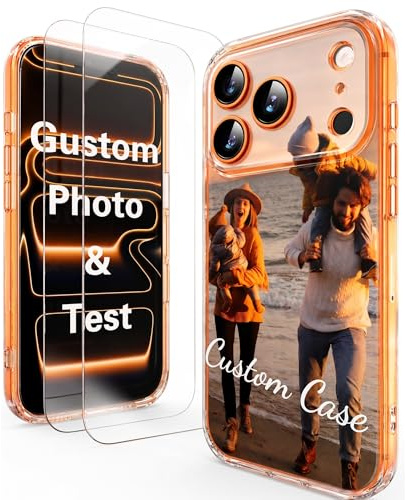 Cliffora Personalised Phone Case, Clear TPU Photo Soft iPhone Case, Customised Phone Case for iPhone 17 16 15 14 13 12 11 Pro Max SE Compatible Magsafe, Creative Gift with 2 Screen Protector