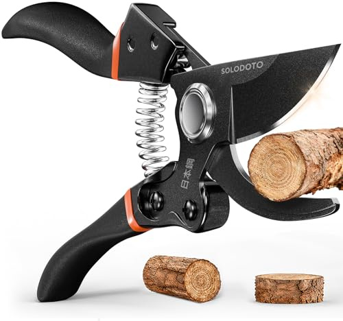 SOLODOTO Profi Gartenschere– schärfer, Japanischer SK5-Kohlenstoffstahl, Bypass-Schneide, 25 mm Schnittdurchmesser, für trockenes, frisches Holz, Profi Rosenschere, Pflanzenschere astschere