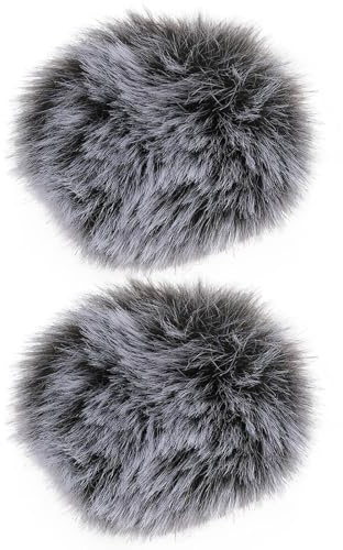 ECSiNG 2 Pièces Bonnette Pare-Vent en Fourrure pour Micro Cravate Compatible avec Microphones Cravate à Clip de 0,5–1,5 cm (1,0 cm)