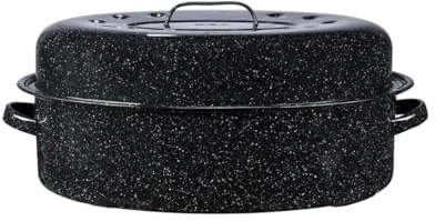 Granite Ware Porcelain Enamel Covered Roaster 20 lb Black