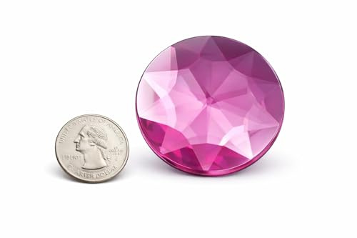 Allstarco 50mm (2) Large Pink Round Flat Back Acrylic Gems, 4 PCS | Flat Back Rhinestones, lightweight design, vivid color and sparkle for costumes, cosplay, displays, cards and DIY crafts