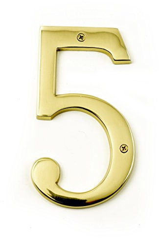 Black Country Metal Works 6 inch extra large polished brass numbers (5)