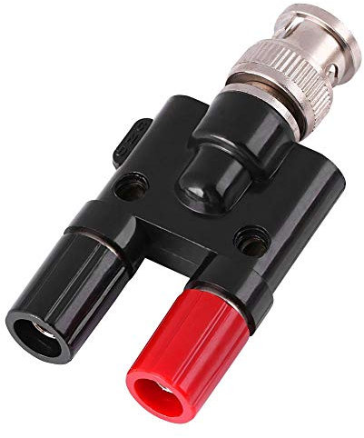 Oszilloskop Tastkopf Adapter, HT311 BNC auf 4 mm Bananensteckeradapter mit 4mm-Buchsen in Rot und Schwarz mit Zwei 4mm-Anschlüssen für Oszilloskope