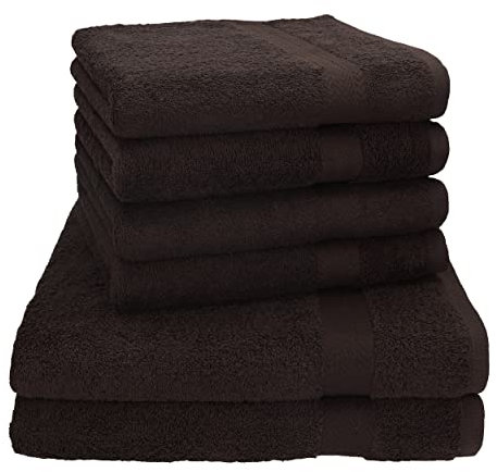 Betz Premium Handtuch-Set - 6 teiliges Handtücher-Set - 2X Duschtücher - 4X Handtücher - 50x100 cm - Dunkelbraun