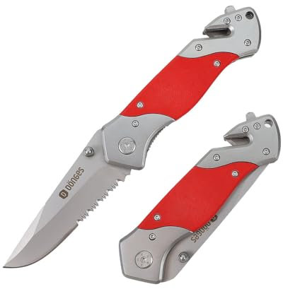 Dönges Rettungsmesser Economy I Wellenschliff Feuerwehrmesser mit Gurtschneider & Glasbrecher | Taschenmesser für Auto, Survival, Jagd | Angelmesser Gurttrenner Scheibenzertrümmerer Rescueknife