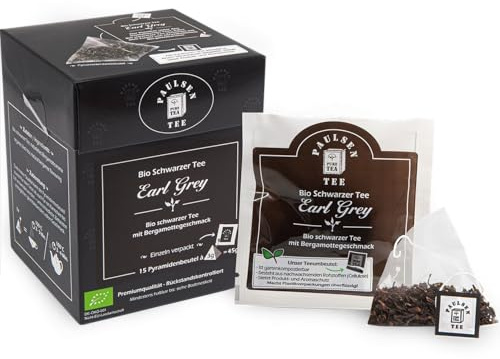Bio Earl Grey 15 x 3g, einzeln kuvertiert, Paulsen Tee Schwarzer Tee im Pyramidenbeutel - Bio, rückstandskontrolliert & zertifiziert