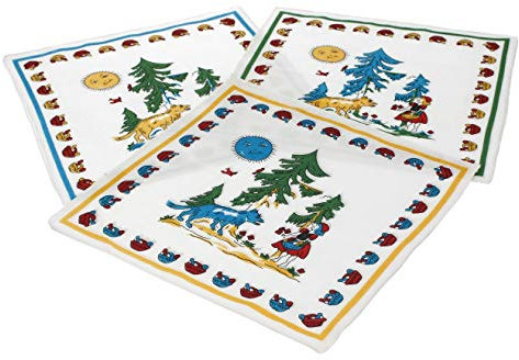 Betz 12 Stück Kinder Stoff Taschentücher Kindertaschentücher Set Größe 26x26 cm 100% Baumwolle Märchen Motiv Rotkäppchen Design 2