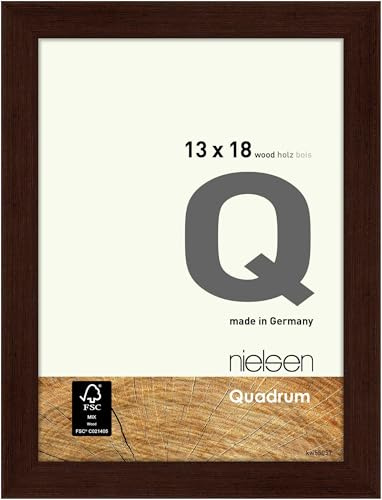nielsen Holz Bilderrahmen Quadrum, 13 x 18 cm, Dunkelbraun | Holz Fotorahmen im Hoch- & Querformat zum Auftstellen und Aufhängen Dunkelbraun matt Echtglas