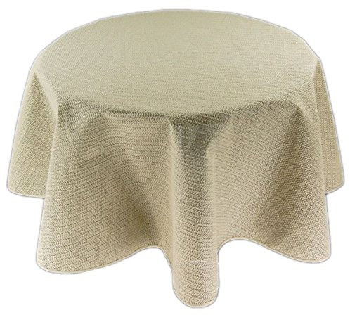 Generisch Tischdecke rund 160 cm Gartendecke Beige mit Saum abwaschbar Gartentischdecke Balkon Terrasse wetterfest (Beige)