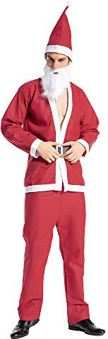 EraSpooky Günstig Weihnachtsmann Kostüm 5-tlg. Nikolaus Santa Claus Anzug Weihnachten