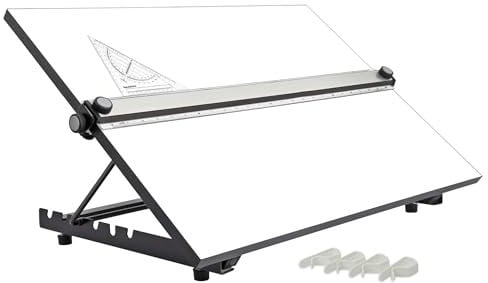 Liquidraw A3 Drawing Board Parallel Motion, Table Model with 5 Adjustable Working Angles, Includes Drawing Board Clips & Set Square