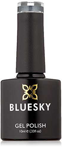 Bluesky Bluesky Gel Polish, Shiny Asphalt, A22, 10 ml, Gel Soluble Nail Polish, Silver, Shimmer, Grey (Curing Under UV/LED Lamp Required) Pack (x)