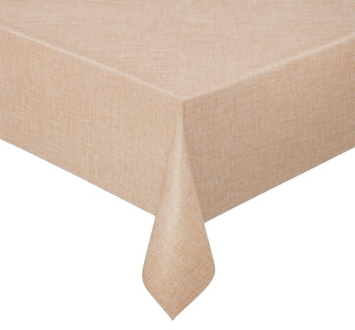 Wachstuch Wachstischdecke Tischdecke Gartentischdecke Lack Leinen Braun Rechteckig 130 x 190 cm abwaschbar