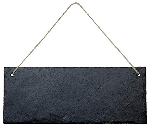 Geschenke 24 Schieferplatte (rechteckig) - rustikale Deko/Wanddeko/Türschild aus Schiefer mit Juteband zum Aufhängen - Wanddeko als Geschenkidee für Männer und Frauen