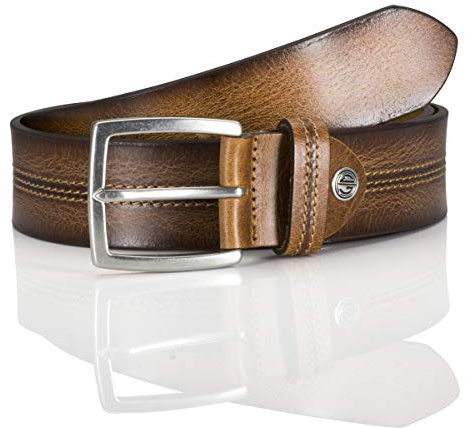 LINDENMANN Herren Ledergürtel/Herren Gürtel, Vollrindleder, cognac