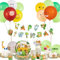 EASY JOY Tierische Geburtstagsdekoration Frühling, Kindergeburtstag Deko Latexballons, Papierplatte, Papierbecher, HAPPY BIRTHDAY banner für Kinder Jungen Mädchen