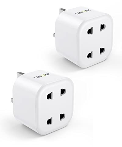 LENCENT Shaver Plug Adaptor, UK 2 Pin to 3 Pin 13A Fuse Adapter Plug Socket, Electric Shaver Razor Adaptor Toothbrush Plug for Epilators Bathroom- White, 2 Packs