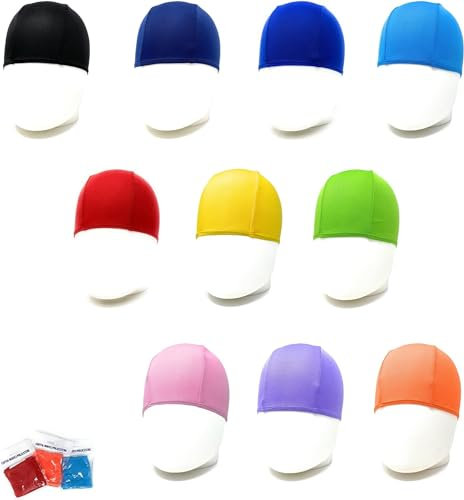 50 Cuffie Nuoto Professionali in Poliestere Monocolore - SCONTI QUANTITÁ - Cuffia Piscina Unisex ad EFFETTO FASCIANTE. Quantità Confezioni da 50-100-250-500-1000 PZ. (COLORI MISTI, Quantità 50 pz)