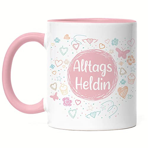 Hey!Print Alltagsheldin Tasse Rosa Dankeschön Geschenk Danke Sagen Für Alles Helden des Alltags