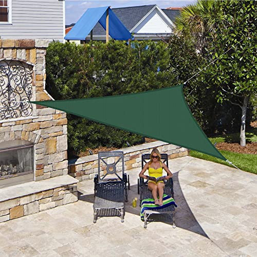 Tenda da Sole per Esterno, Vela Ombreggiante Impermeabile Triangolo 5x5x7.1m, Tende da Vela per Balconi&Giardino&Esterno Colore: Verde Oscuro