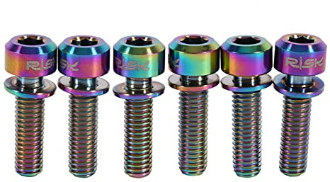 Akozon Schrauben mit Unterlegscheiben-Set für Mountainbikes, Fahrrad-Vorbauschrauben, Titanlegierung, M5 x 18 mm, kegelförmig, Unterlegscheibenkopf, Fahrrad-Vorbau und Teile, 6 Stück m5x25 vorb