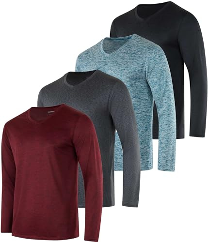 Real Essentials 4 Pack: Men's Dry-Fit Short Sleeve Pocket Crew Performance Athletic T-Shirt (Available in Big & Tall)
