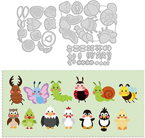 GLOBLELAND Tier- und Insekten-Stanzformen zum Basteln von Karten, Dekorationen, Eulen, Schmetterlingen, Schnecken, Bienen, Pinguinen, Vögeln, Stanzformen, Schablonen für Scrapbooking, Fotoalbum