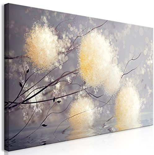 decomonkey Bilder Abstrakt Natur 120x60 cm 1 Teilig Leinwandbilder Bild auf Leinwand Vlies Wandbild Kunstdruck Wanddeko Wand Wohnzimmer Wanddekoration Deko Modern Kunst Baum Gelb Grau