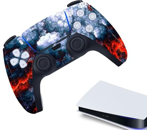 Gadgetpoint | Autocollants pour manettes de jeu | Peau de protection | Coque de poignée | Accessoires compatibles avec Playstation 5 | PS5 | Lave | Cadeau de fête des pères