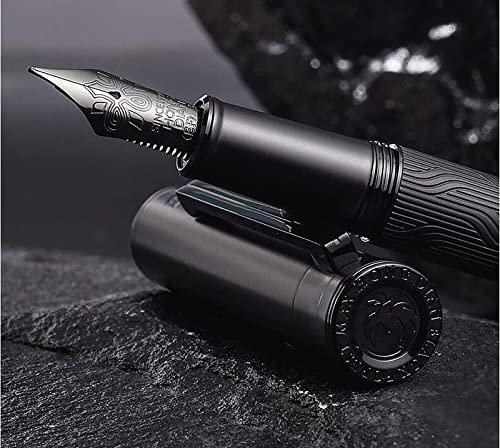 Hongdian Black Forest Max Fountain Pen Extra Fine Nib, Classic Design with Converter and Metal Pen Case Set