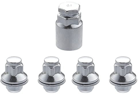 X AUTOHAUX 1 Juego M12x1.5 Coche Rueda Bloqueo Orejeta Tuercas Antirrobo Juego con Arandela Plata Tono