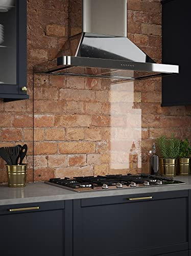 Clear Glass Kitchen Splashback (Brushed Brass Caps) 900mm x 750mm
