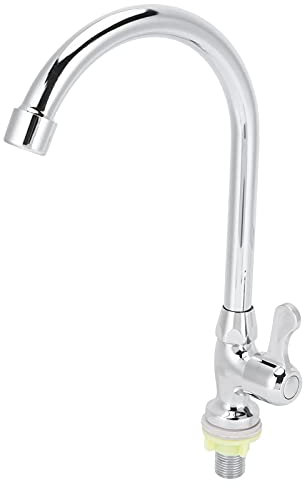 Robinet Évier de Cuisine, G1/2 Rotatif Simple Robinet Froid Buanderie Piscine Évier de Cuisine Robinet d'Eau pour Cuisine Jardin Extérieur, 27x16cm