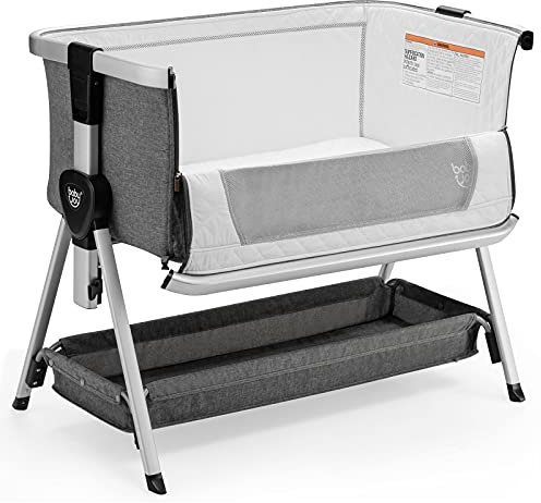 COSTWAY Lit Cododo Bébé avec Matelas & 7 Hauteurs Réglables(71-82,5cm), Lit Bébé Evolutif avec 10° Inclinable & Barre Latérale Amovible, Etagère Inférieure, Charge 9kg pour Bébé de 0-6 Mois