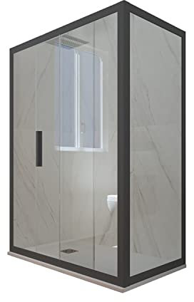 Deco Duo Duschabtrennung 70 x 100 cm aus PVC Anthrazit H 200 Glas transparent Modell