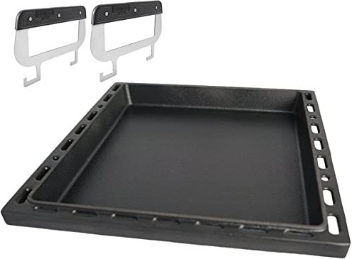 SANTOS einsetzbare Grillpfanne/Einsatzpfanne mit Griffen - Gusseisen Plancha - 32,7x44,9x4,6cm - für versch Napoleon Lex& Prestige Gasgrills - Paella
