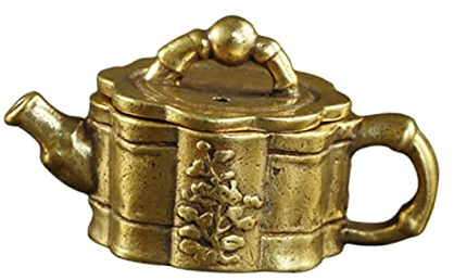ULTECHNOVO Decorative Brass Small Teapot Ornament with Elegant Unique Pattern Lightweight and Easy to Move, for Living Room or Restaurant Home Decoration