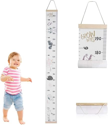 Honiwu Messlatte Höhe Diagramm, Kleinkind Raumdekoration, Wachstum Diagramm, Wachstumstabelle, Tragbare Roll-up Höhe Wachstum Diagramm mit Haken Wanddekorationen für Kinderzimmer(#1 )