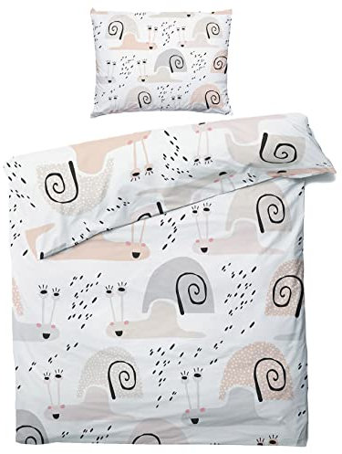 ZDABAOEC Schnecken Kinderbettwäsche 100x135 Jungen Mädchen, Weiche Microfaser Kinder Baby Bettwäsche 2er Set - 1 Bettbezug + 1 Kissenbezug 40x60, mit Reißverschluss, Wende Motiv