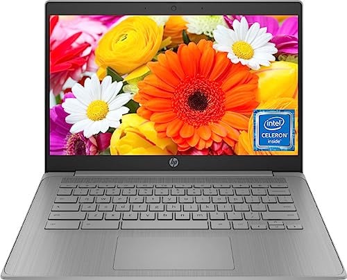 HP Nuovo 14 pollici HD Chromebook Laptop per studenti, Intel Quad-Core N4120 (> N4020), 4 GB RAM, 64 GB eMMC, WiFi, webcam, HDMI, USB-A & C, 14 ore di durata della batteria, ZOOM, Chrome OS, CUE