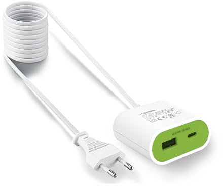 UCOMEN 17W Schnellladegerät mit 1.5 m Kabel, mit einem USB-A und einem USB-C,3.5A, Grün 1 Pack